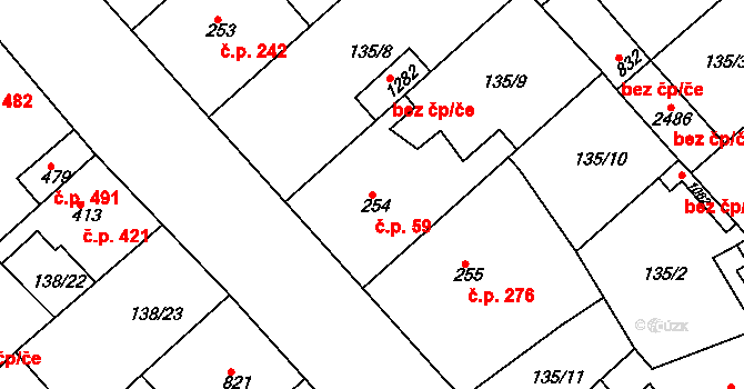 Lobeček 59, Kralupy nad Vltavou na parcele st. 254 v KÚ Lobeček, Katastrální mapa
