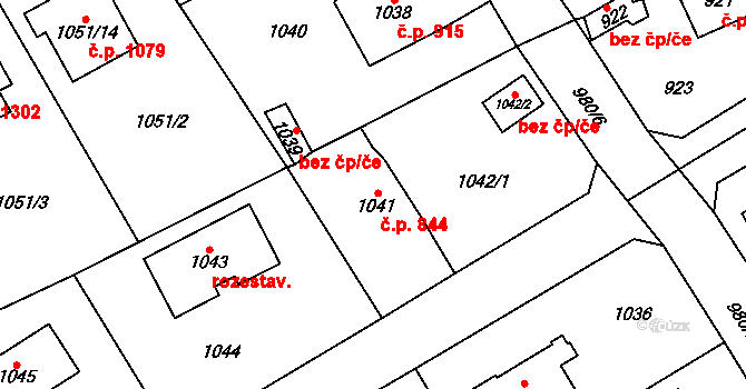 Černošice 844 na parcele st. 1041 v KÚ Černošice, Katastrální mapa