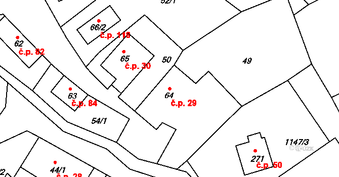 Chromeč 29 na parcele st. 64 v KÚ Chromeč, Katastrální mapa