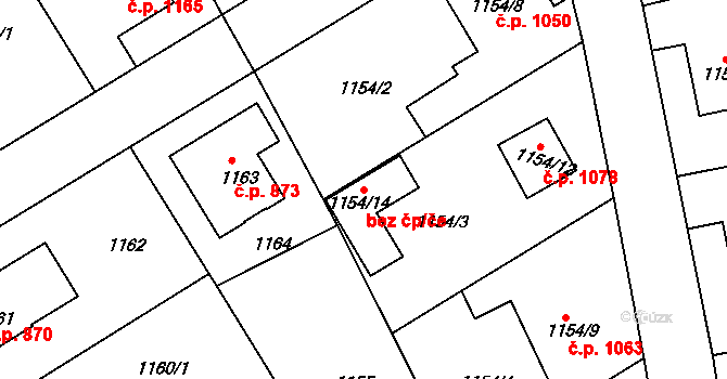 Rychnov nad Kněžnou 81137974 na parcele st. 1154/14 v KÚ Rychnov nad Kněžnou, Katastrální mapa