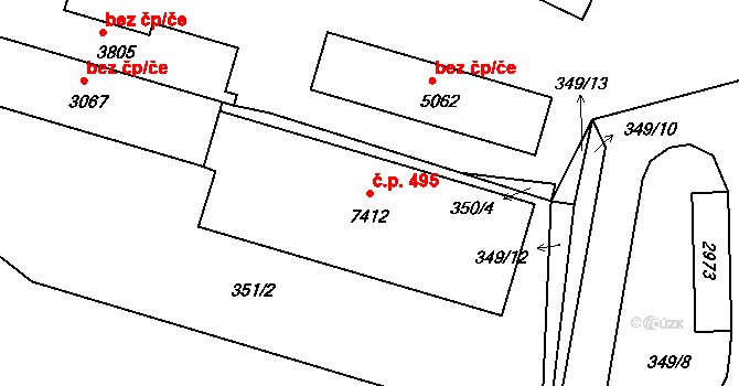 Pražské Předměstí 495, Písek na parcele st. 7412 v KÚ Písek, Katastrální mapa