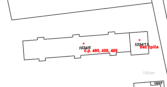 Kunštát 458,459,460 na parcele st. 1034/5 v KÚ Kunštát na Moravě, Katastrální mapa