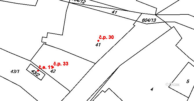 Zderaz 30, Kolešovice na parcele st. 41 v KÚ Zderaz u Kolešovic, Katastrální mapa