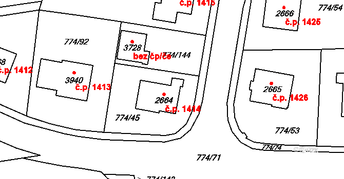 Humpolec 1414 na parcele st. 2664 v KÚ Humpolec, Katastrální mapa