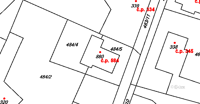 Chotěšov 584 na parcele st. 880 v KÚ Chotěšov, Katastrální mapa
