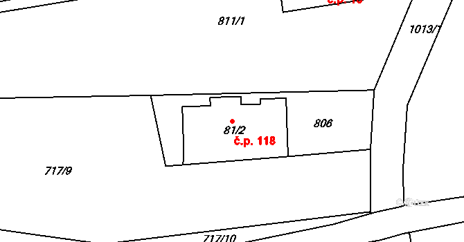 Rožany 118, Šluknov na parcele st. 81/2 v KÚ Rožany, Katastrální mapa