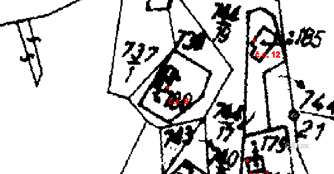 Velichov 8 na parcele st. 180 v KÚ Velichov, Katastrální mapa