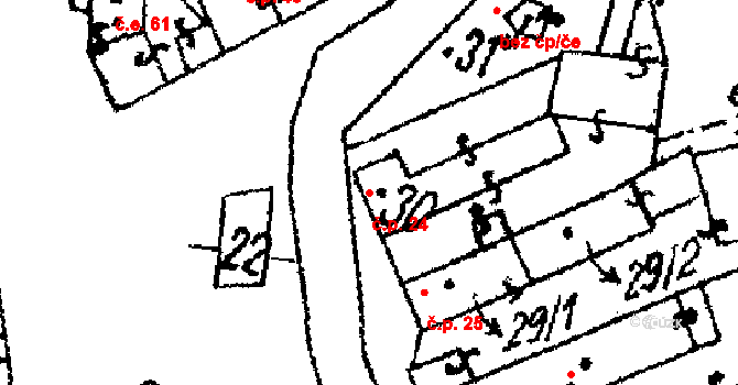 Olešovice 24, Úterý na parcele st. 30 v KÚ Olešovice, Katastrální mapa