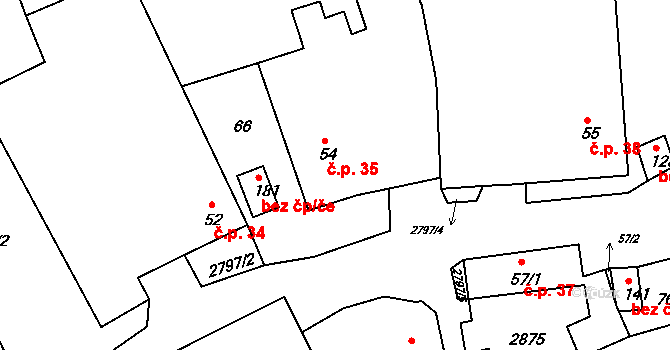 Panská Lhota 35, Brtnice na parcele st. 54 v KÚ Panská Lhota, Katastrální mapa