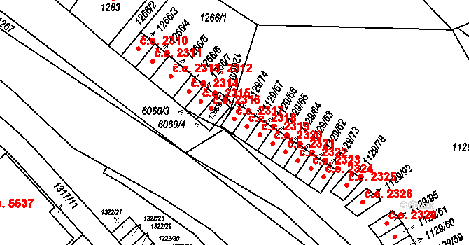 Jihlava 2317 na parcele st. 1129/74 v KÚ Jihlava, Katastrální mapa