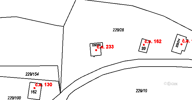 Hostěradice 233, Kamenný Přívoz na parcele st. 229/239 v KÚ Hostěradice, Katastrální mapa