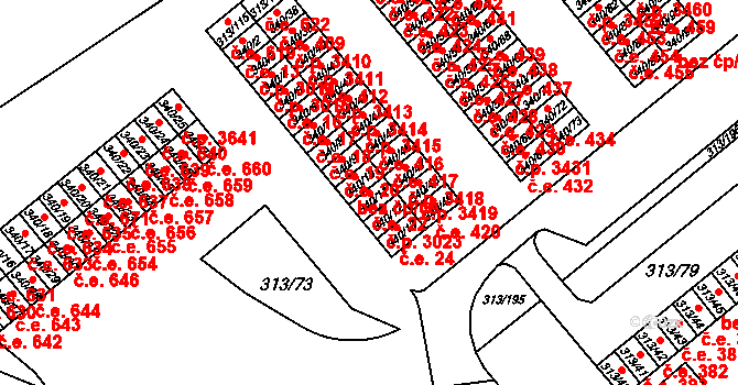 Vyškov-Předměstí 22, Vyškov na parcele st. 340/11 v KÚ Vyškov, Katastrální mapa
