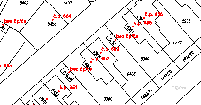 Kročehlavy 653, Kladno na parcele st. 5356 v KÚ Kročehlavy, Katastrální mapa