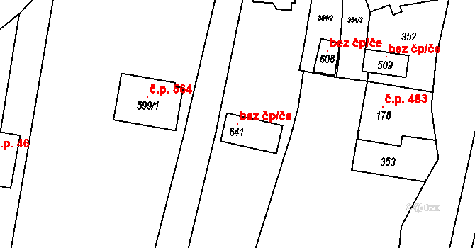 Bílovice 145998975 na parcele st. 641 v KÚ Bílovice u Uherského Hradiště, Katastrální mapa