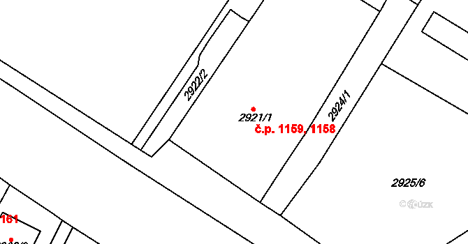 Mikulov 1158,1159 na parcele st. 2921/1 v KÚ Mikulov na Moravě, Katastrální mapa