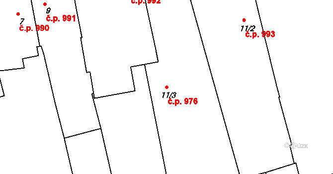 Brníčko 976, Uničov na parcele st. 11/3 v KÚ Brníčko, Katastrální mapa
