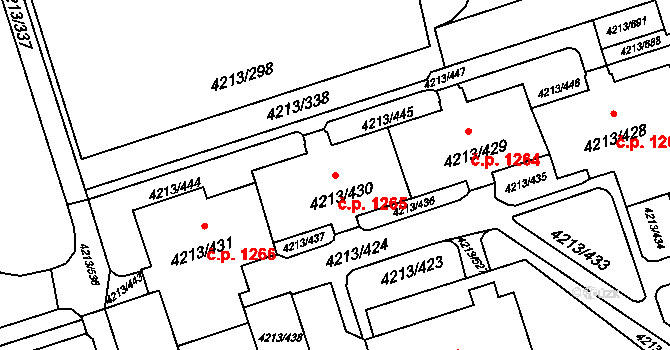 Lutyně 1265, Orlová na parcele st. 4213/430 v KÚ Horní Lutyně, Katastrální mapa