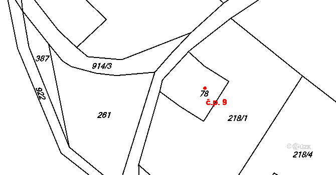 Tikov 9, Šárovcova Lhota na parcele st. 78 v KÚ Šárovcova Lhota, Katastrální mapa
