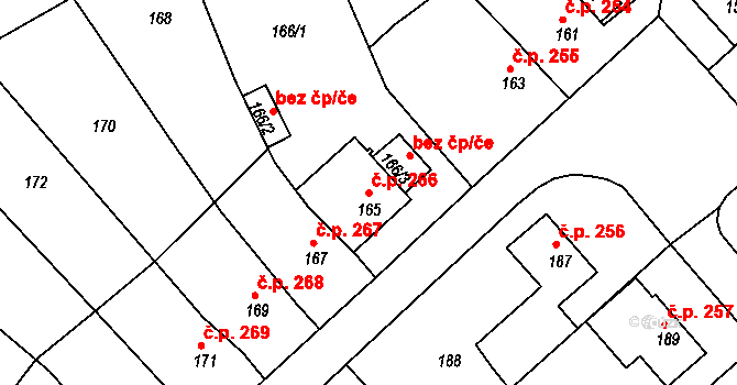 Miřetice u Klášterce nad Ohří 266, Klášterec nad Ohří na parcele st. 165 v KÚ Miřetice u Klášterce nad Ohří, Katastrální mapa