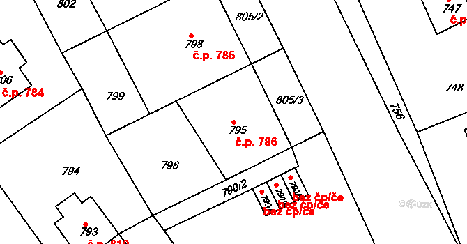 Letovice 786 na parcele st. 795 v KÚ Letovice, Katastrální mapa
