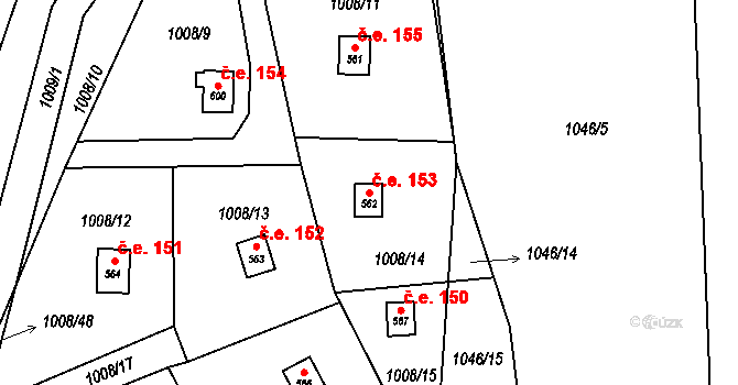 Olešnice v Orlických horách 153 na parcele st. 562 v KÚ Olešnice v Orlických horách, Katastrální mapa