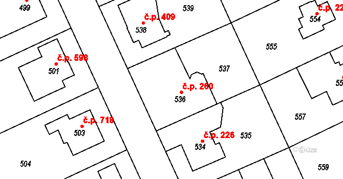 Chodov 260, Praha na parcele st. 536 v KÚ Chodov, Katastrální mapa