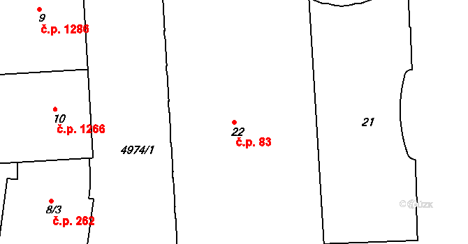 Smíchov 83, Praha na parcele st. 22 v KÚ Smíchov, Katastrální mapa