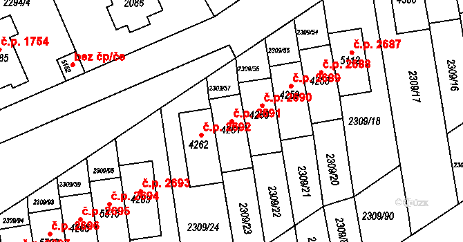 Dvůr Králové nad Labem 2691 na parcele st. 4261 v KÚ Dvůr Králové nad Labem, Katastrální mapa