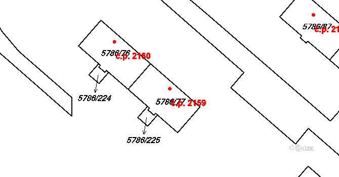Česká Lípa 2159 na parcele st. 5786/77 v KÚ Česká Lípa, Katastrální mapa