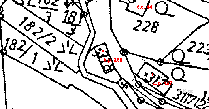 Křižany 288 na parcele st. 318 v KÚ Křižany, Katastrální mapa