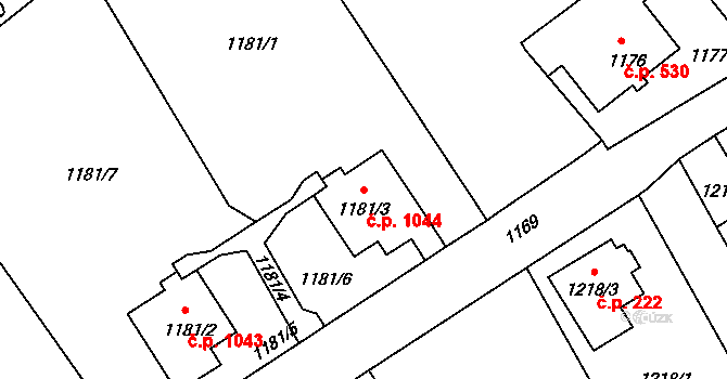Šluknov 1044 na parcele st. 1181/3 v KÚ Šluknov, Katastrální mapa