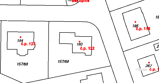 Spojil 122 na parcele st. 180 v KÚ Spojil, Katastrální mapa