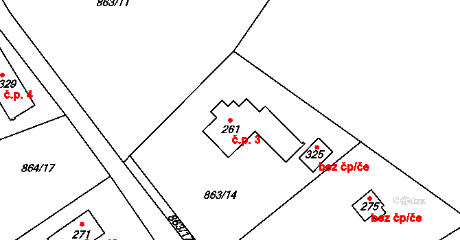 Smilovice 3, Chotilsko na parcele st. 261 v KÚ Prostřední Lhota, Katastrální mapa