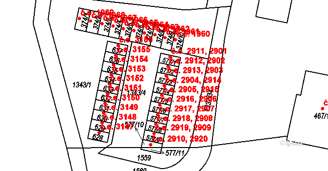 Kudlov 2904,2914, Zlín na parcele st. 577/4 v KÚ Kudlov, Katastrální mapa