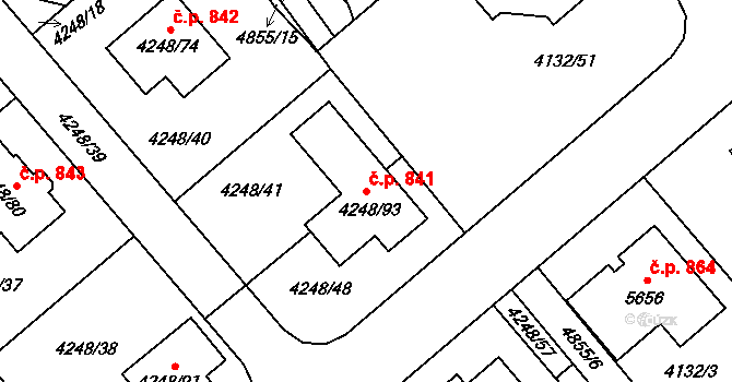 Litomyšlské Předměstí 841, Vysoké Mýto na parcele st. 4248/93 v KÚ Vysoké Mýto, Katastrální mapa