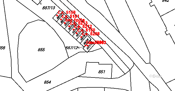Neštěmice 5803, Ústí nad Labem na parcele st. 887/10 v KÚ Neštěmice, Katastrální mapa