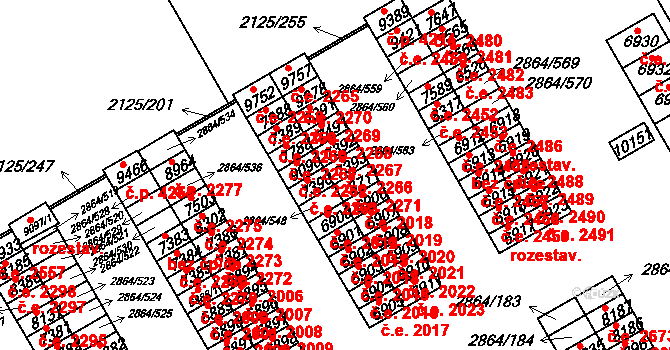 Hodonín 2266 na parcele st. 7393 v KÚ Hodonín, Katastrální mapa