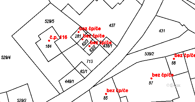Kamenický Šenov 39784975 na parcele st. 62/2 v KÚ Prácheň, Katastrální mapa