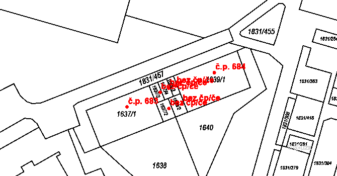 Frýdek-Místek 40321975 na parcele st. 1637/4 v KÚ Frýdek, Katastrální mapa