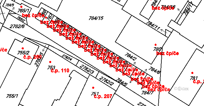 Dačice 40998975 na parcele st. 776 v KÚ Dačice, Katastrální mapa