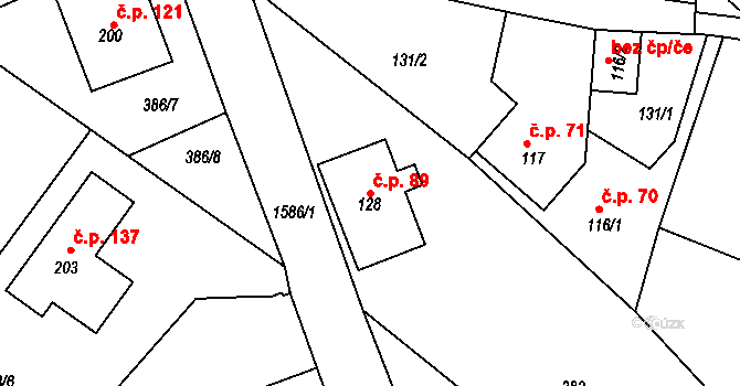Vršovice 89 na parcele st. 128 v KÚ Vršovice u Opavy, Katastrální mapa