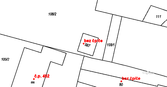 Řevničov 44441975 na parcele st. 587 v KÚ Řevničov, Katastrální mapa
