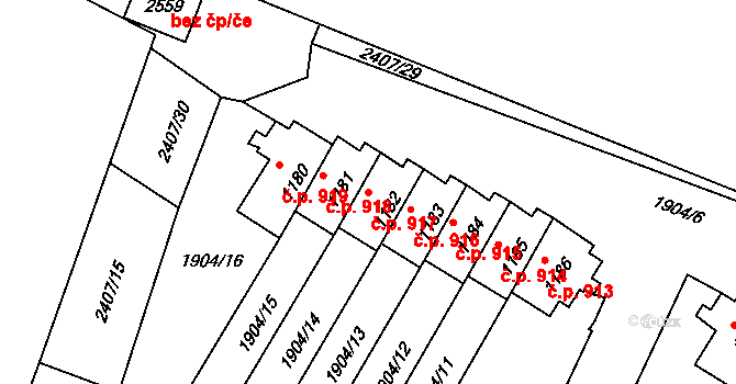 Kateřinky 917, Opava na parcele st. 1182 v KÚ Kateřinky u Opavy, Katastrální mapa
