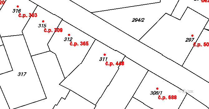 Předměstí 448, Opava na parcele st. 311 v KÚ Opava-Předměstí, Katastrální mapa