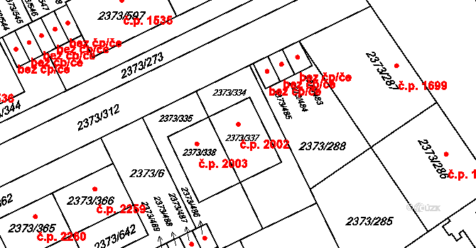 Předměstí 2002, Opava na parcele st. 2373/337 v KÚ Opava-Předměstí, Katastrální mapa