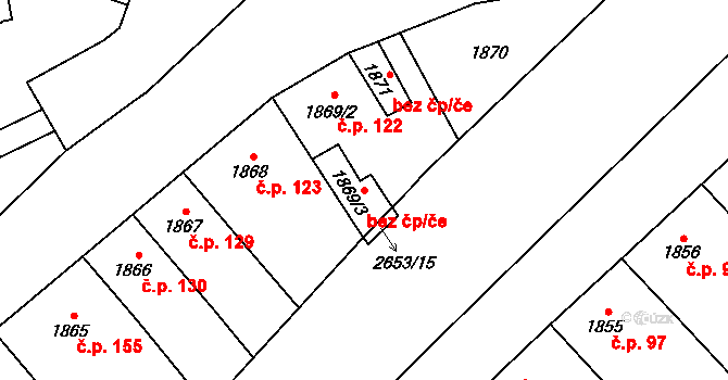 Plzeň 46379975 na parcele st. 1869/3 v KÚ Doubravka, Katastrální mapa