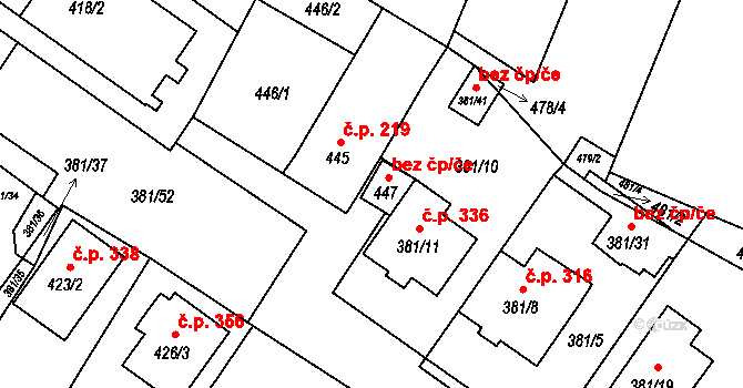 Šanov 47473975 na parcele st. 447 v KÚ Šanov nad Jevišovkou, Katastrální mapa
