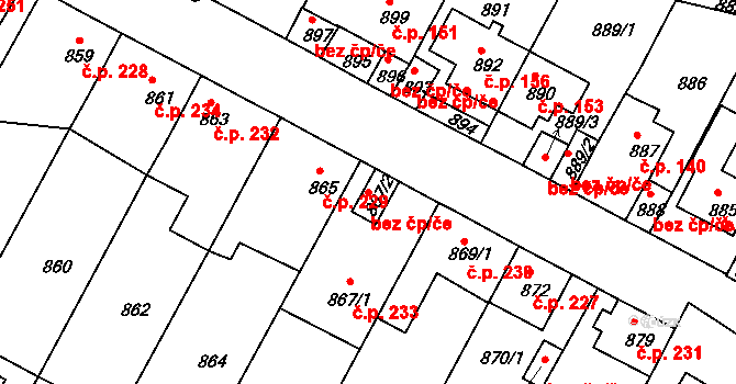Bystřany 50006975 na parcele st. 867/2 v KÚ Bystřany, Katastrální mapa
