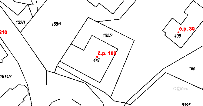 Cotkytle 100 na parcele st. 437 v KÚ Cotkytle, Katastrální mapa