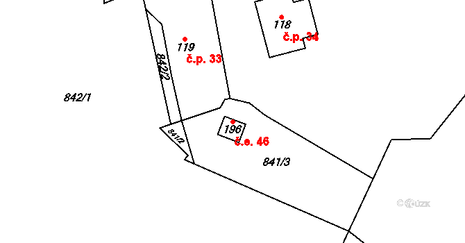 Kokořínský Důl 46, Kokořín na parcele st. 196 v KÚ Kokořín, Katastrální mapa